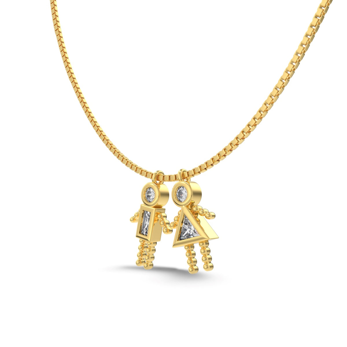 925 silver chain with figure pendants - 18K gold-plated