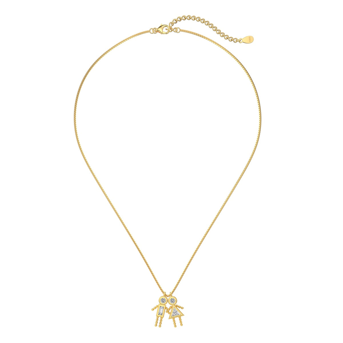 925 silver chain with figure pendants - 18K gold-plated