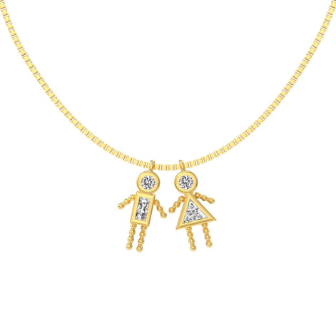 925 silver chain with figure pendants - 18K gold-plated