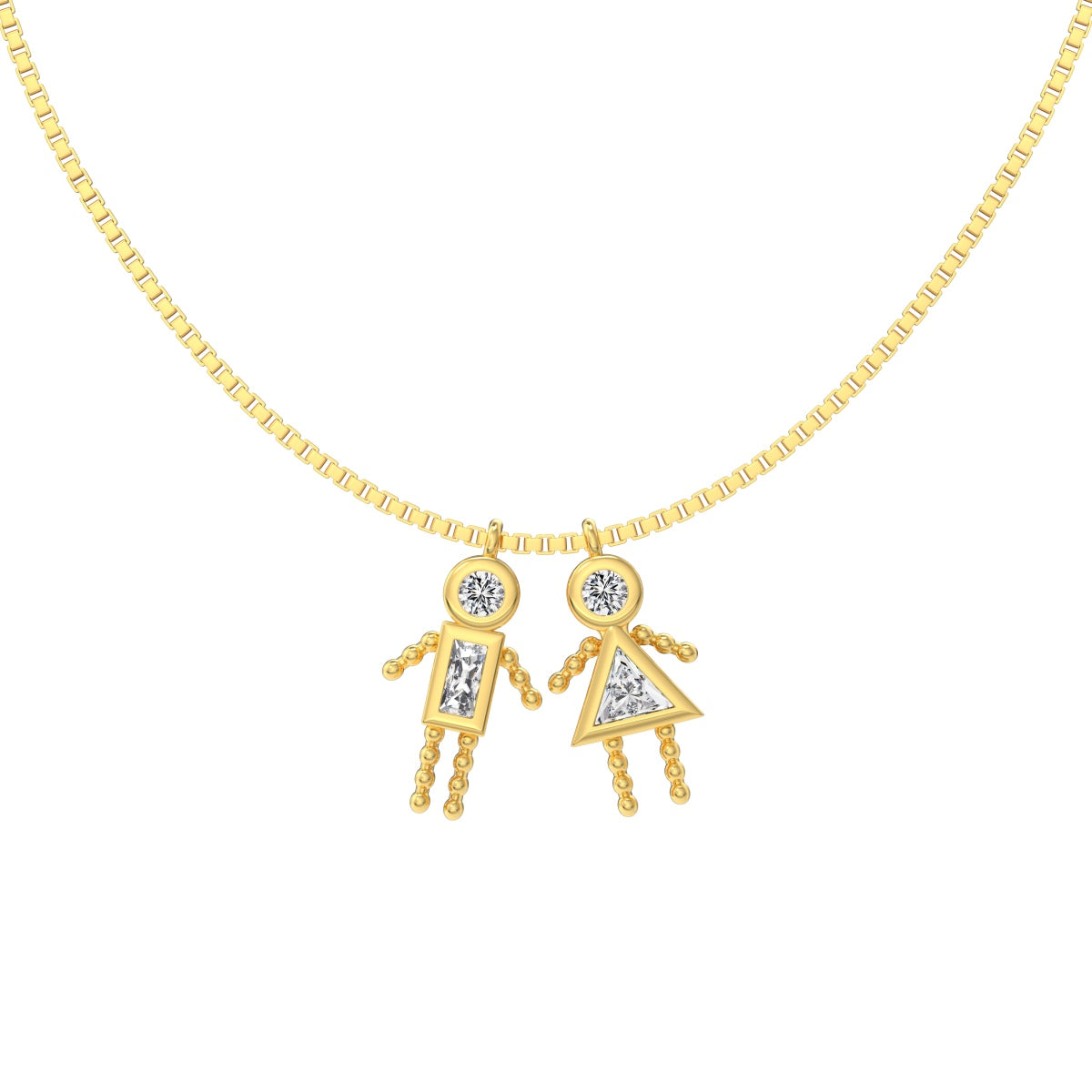 925 silver chain with figure pendants - 18K gold-plated