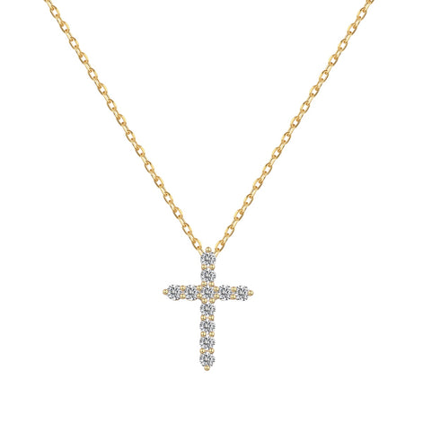 18K gold-plated chain made of 925 sterling silver with a large cross pendant and zirconia