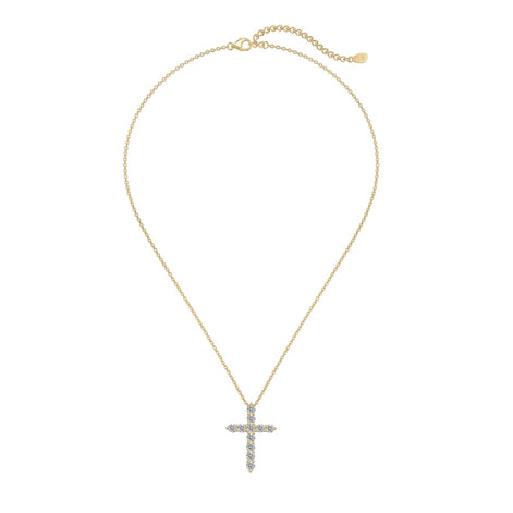 18K gold-plated chain made of 925 sterling silver with a large cross pendant and zirconia