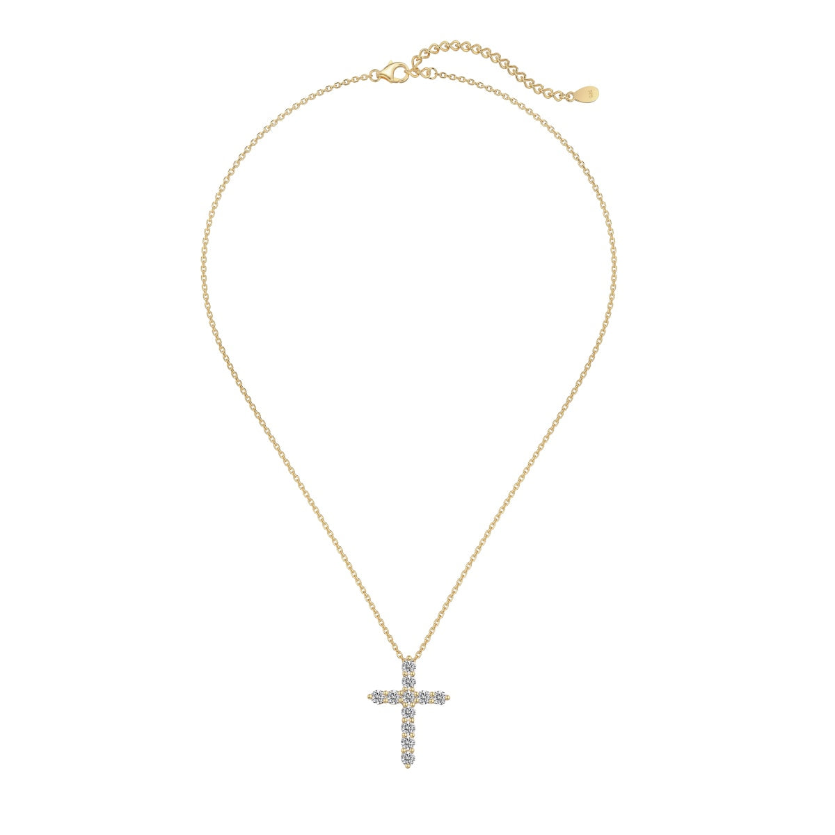 18K gold-plated chain made of 925 sterling silver with a large cross pendant and zirconia