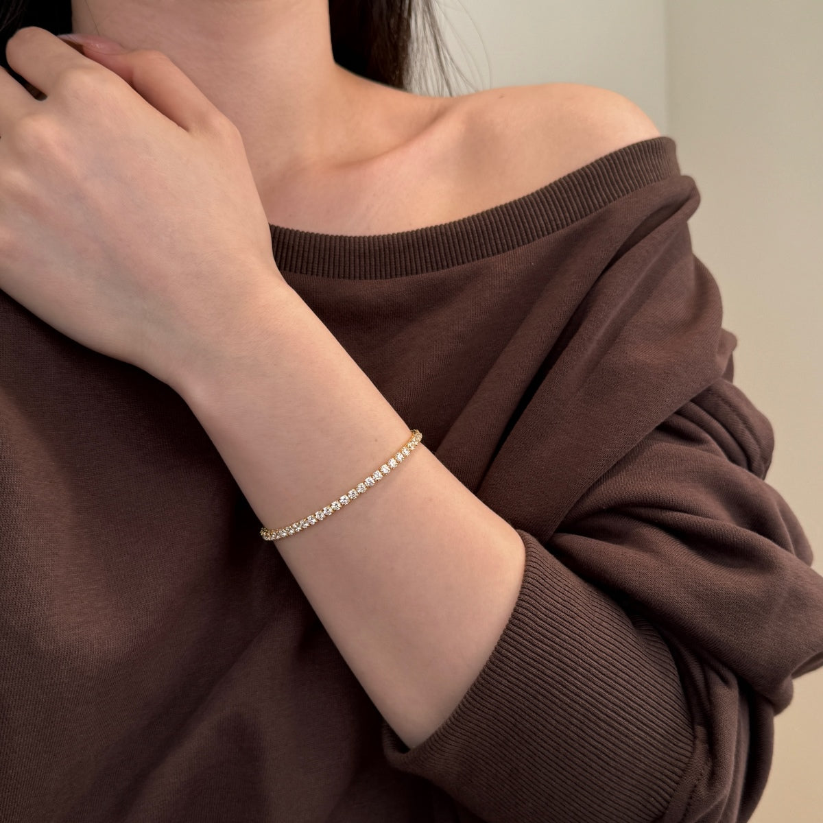 High-quality 925 silver bracelet with 3 mm zirconia stones