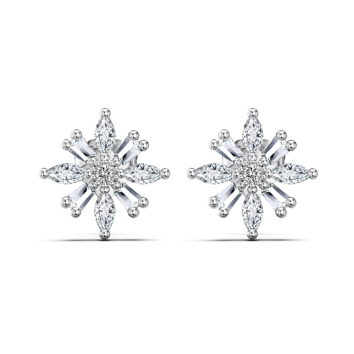 Elegant stud earrings made of 925 sterling silver with zirconia stones