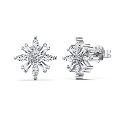 Elegant stud earrings made of 925 sterling silver with zirconia stones