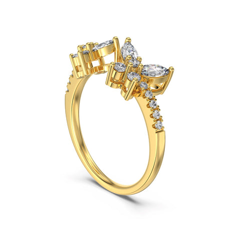 Zirconia butterfly ring – 18K gold-plated, 925 silver