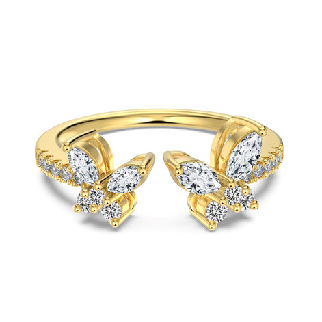 Zirconia butterfly ring – 18K gold-plated, 925 silver