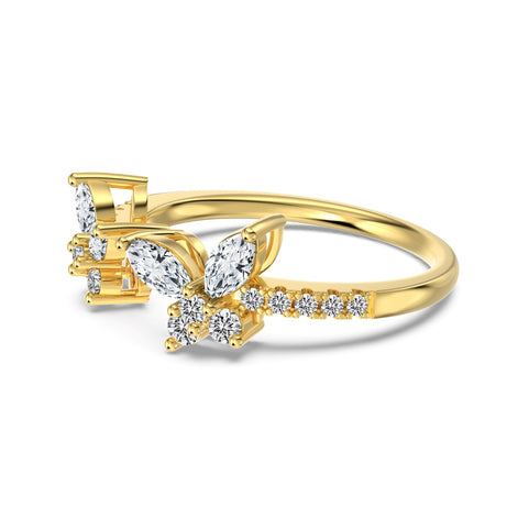 Zirconia butterfly ring – 18K gold-plated, 925 silver