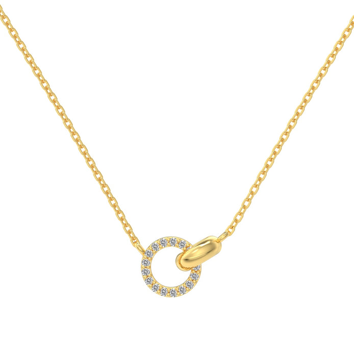 8K gold-plated chain made of 925 sterling silver with round zirconia pendant