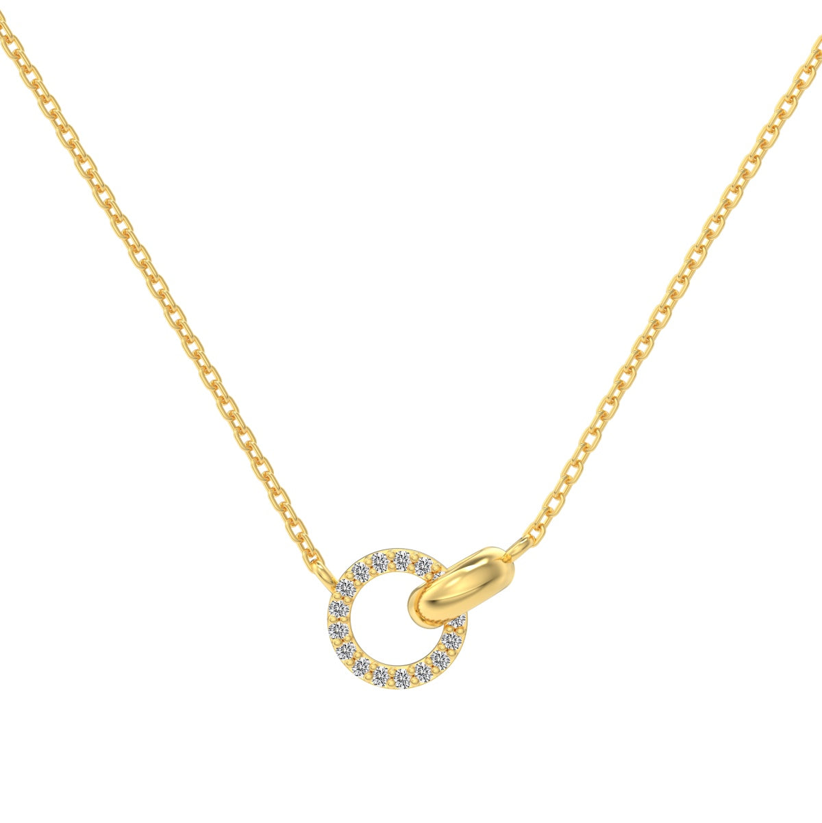 8K gold-plated chain made of 925 sterling silver with round zirconia pendant