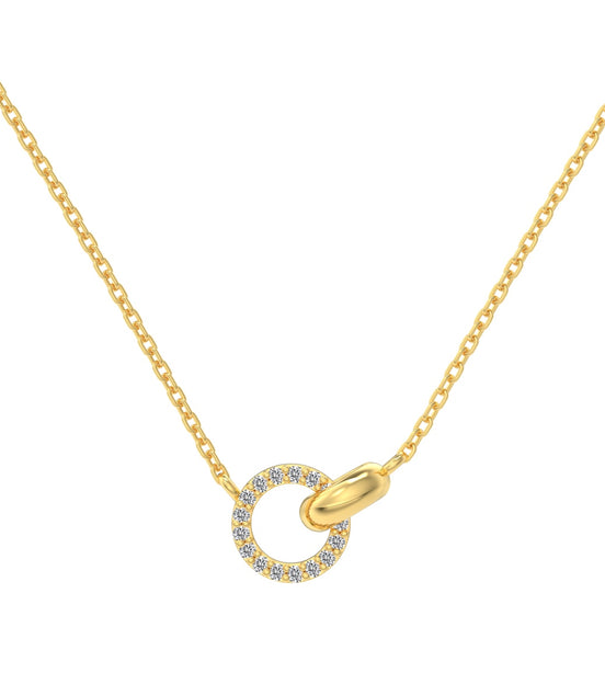 8K gold-plated chain made of 925 sterling silver with round zirconia pendant