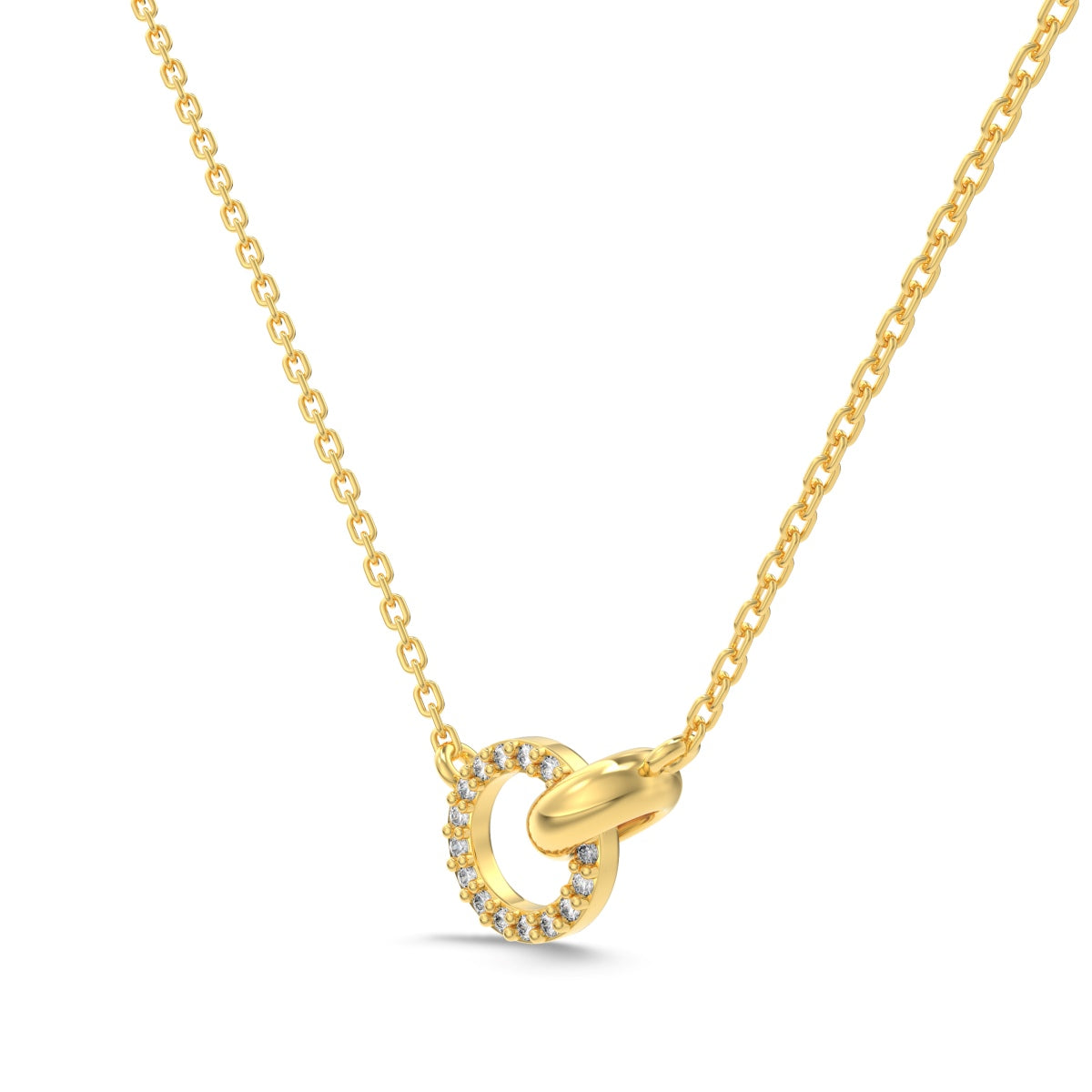 8K gold-plated chain made of 925 sterling silver with round zirconia pendant