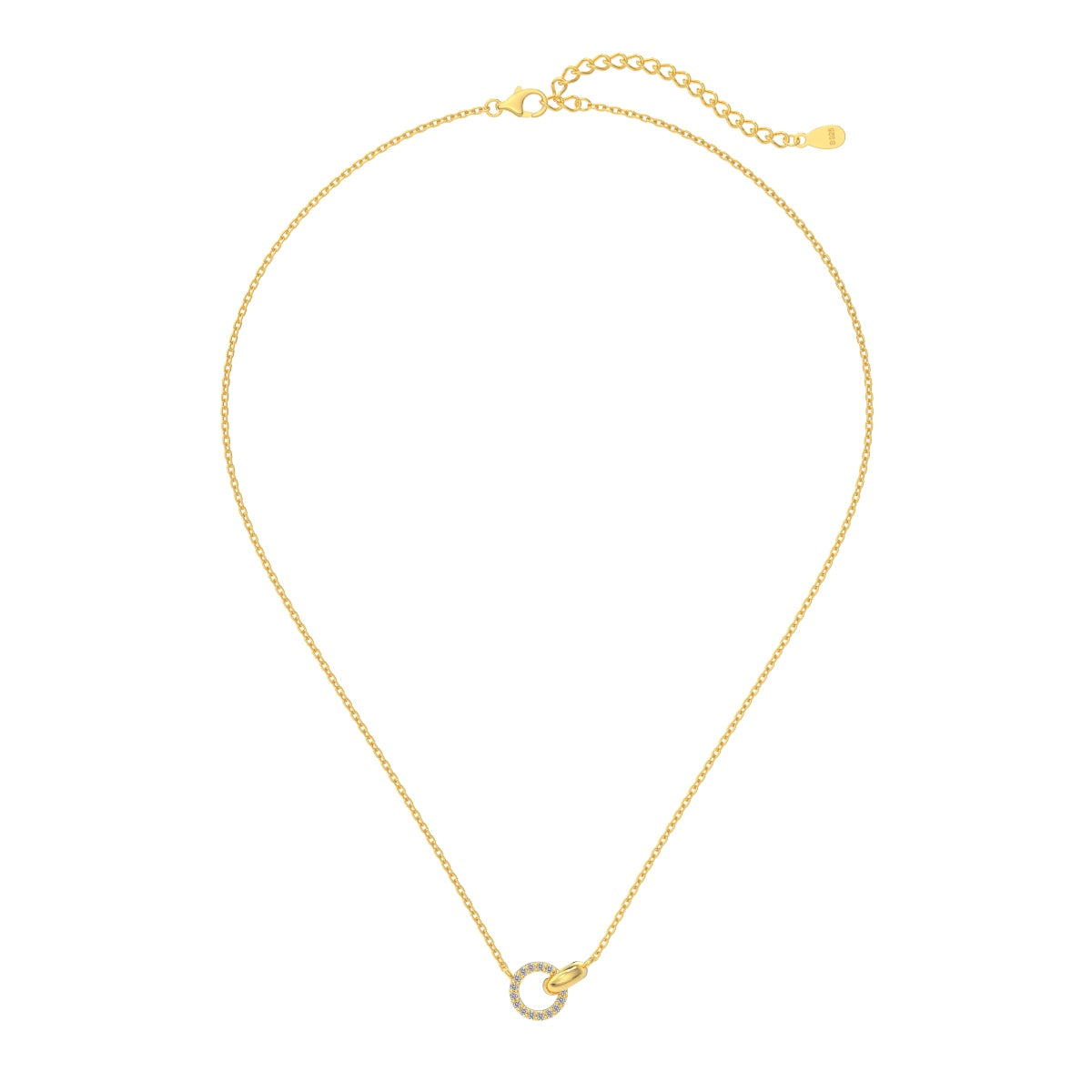 8K gold-plated chain made of 925 sterling silver with round zirconia pendant