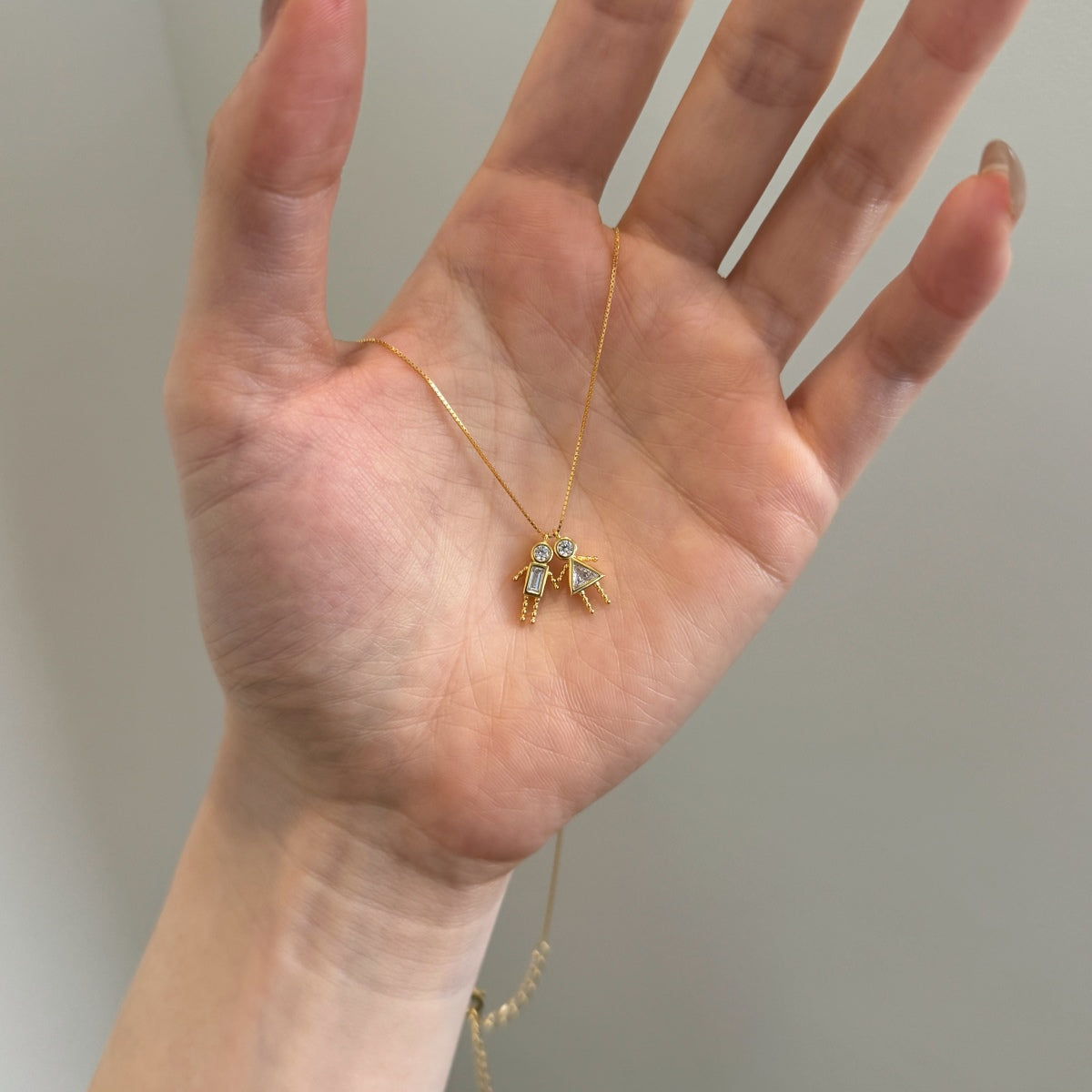 925 silver chain with figure pendants - 18K gold-plated