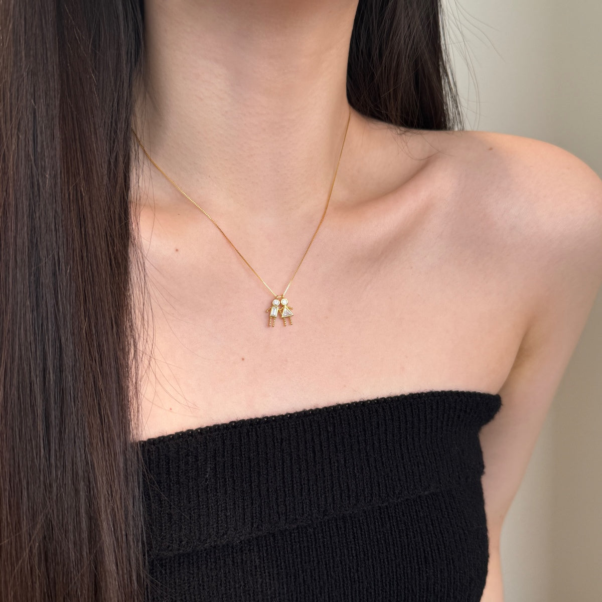 925 silver chain with figure pendants - 18K gold-plated