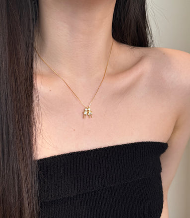 925 silver chain with figure pendants - 18K gold-plated