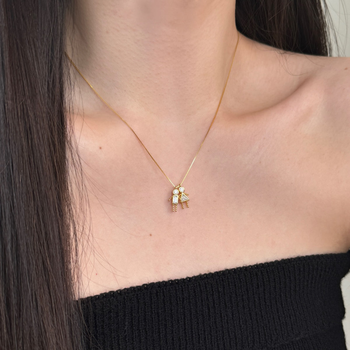 925 silver chain with figure pendants - 18K gold-plated