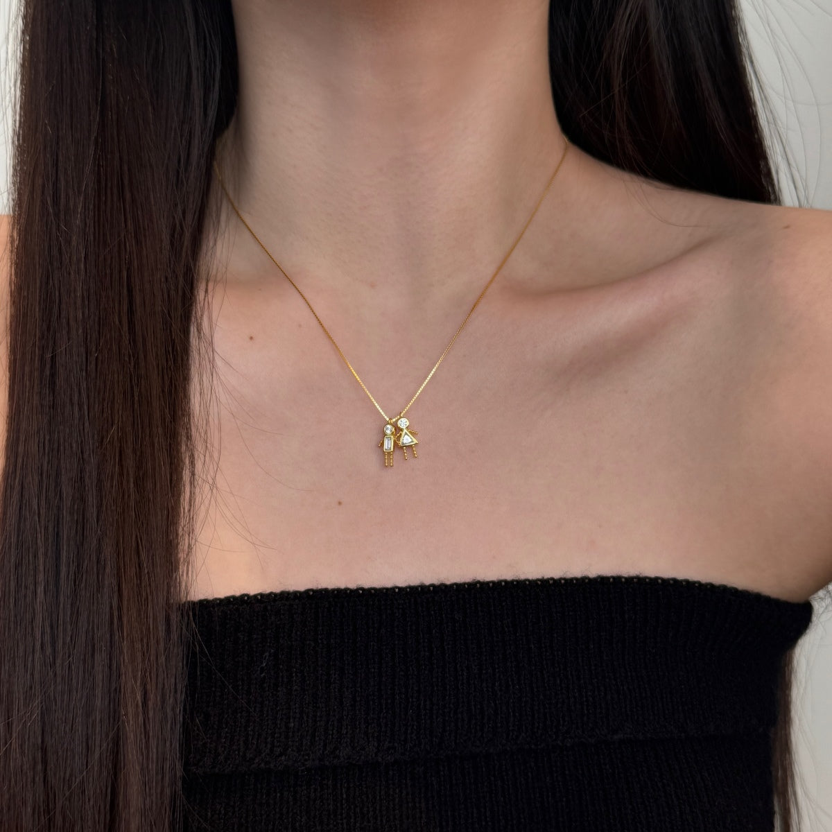 925 silver chain with figure pendants - 18K gold-plated