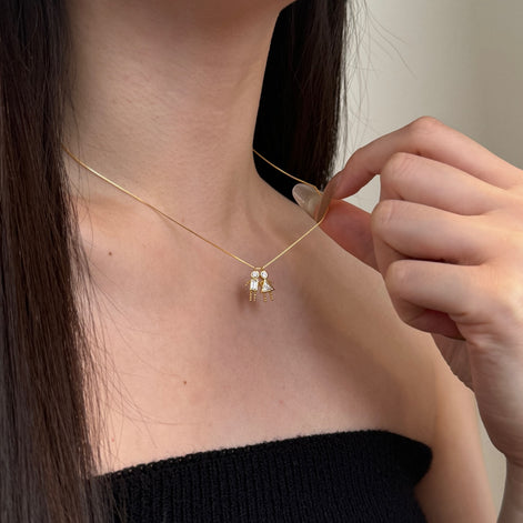 925 silver chain with figure pendants - 18K gold-plated