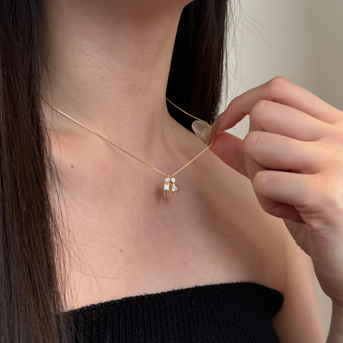 925 silver chain with figure pendants - 18K gold-plated