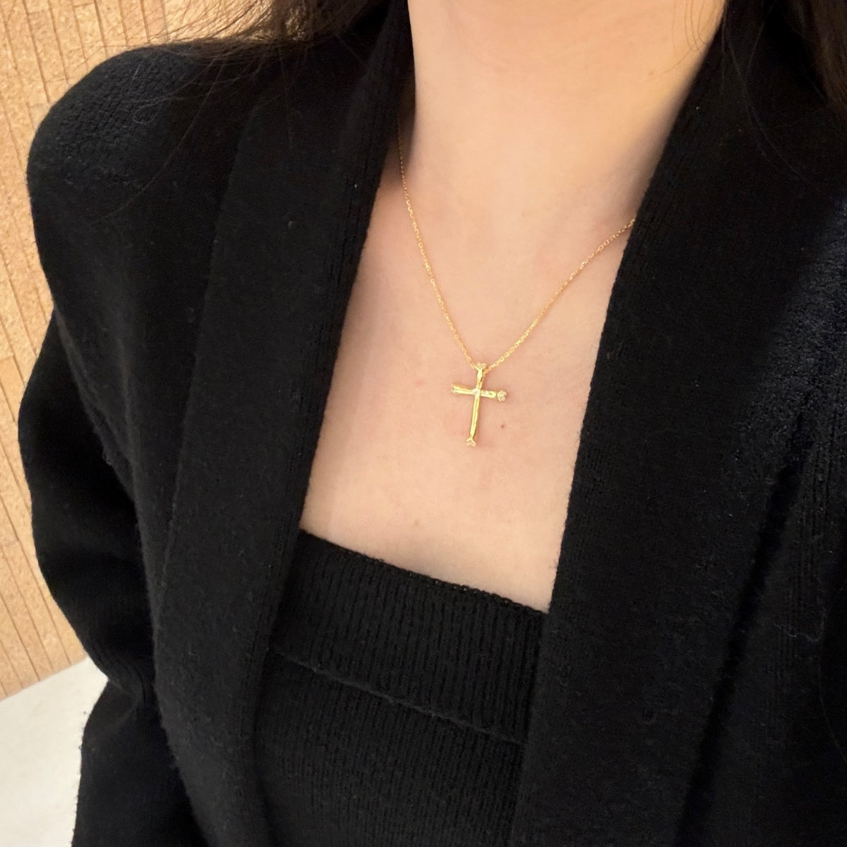 14K gold-plated chain made of 925 sterling silver with cross pendant & heart