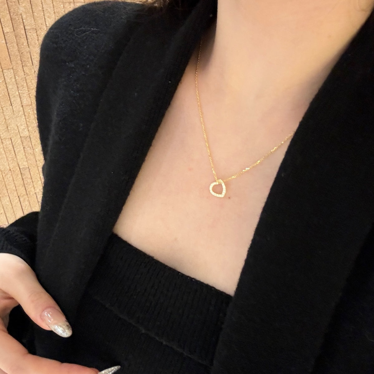 14K gold-plated chain made of 925 sterling silver with cross pendant & heart