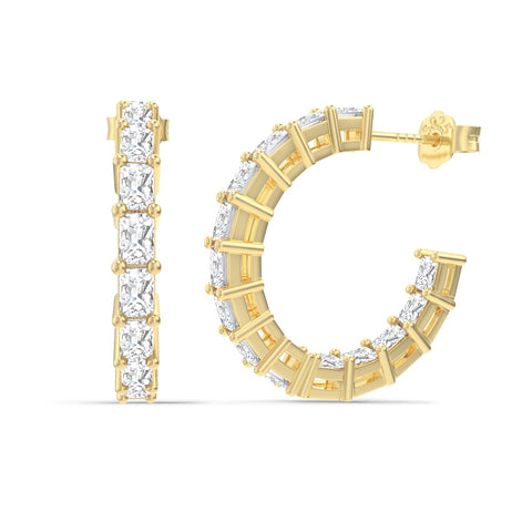 Hoop earrings 14K gold-plated 925 silver with zirconia, 16 mm