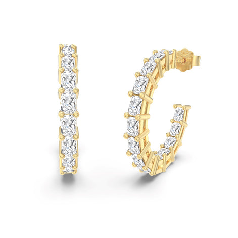 Hoop earrings 14K gold-plated 925 silver with zirconia, 16 mm
