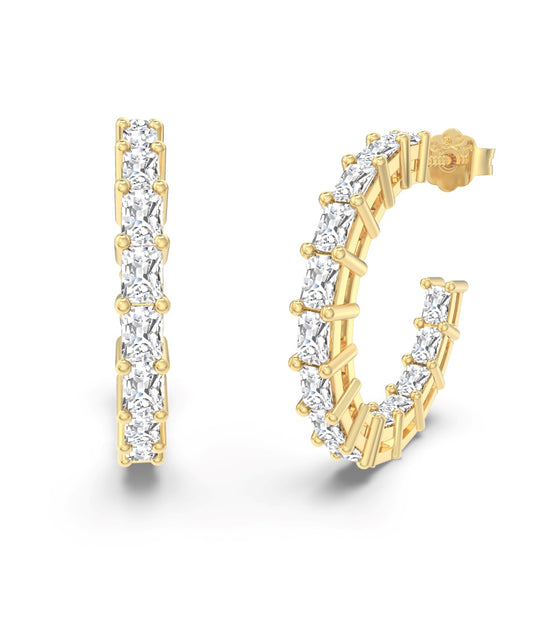 Hoop earrings 14K gold-plated 925 silver with zirconia, 16 mm