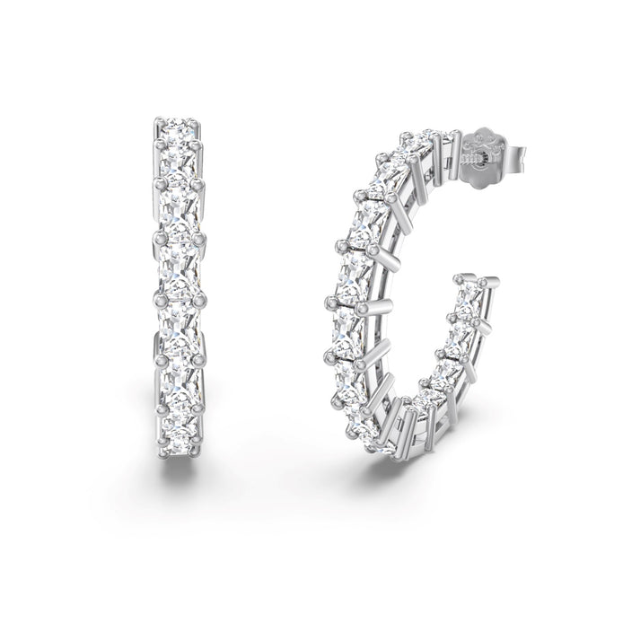 Hoop earrings 14K gold-plated 925 silver with zirconia, 16 mm