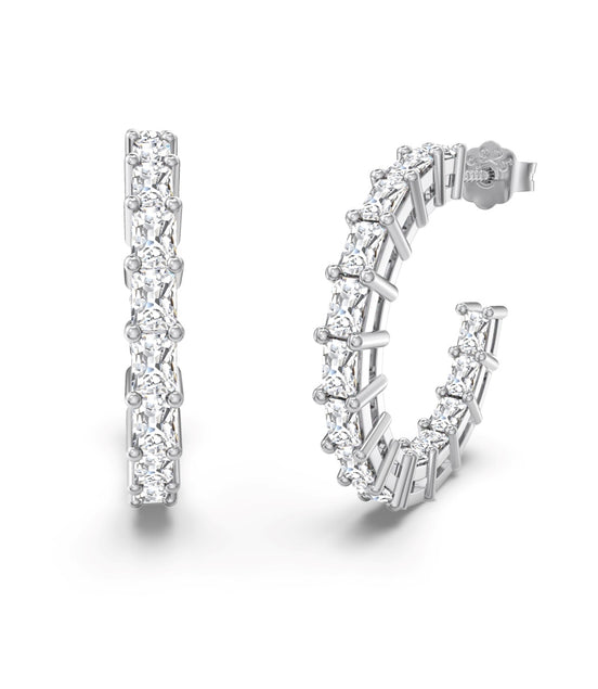 Hoop earrings 14K gold-plated 925 silver with zirconia, 16 mm