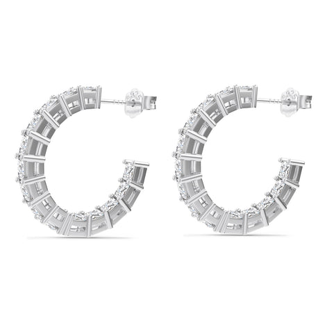 Hoop earrings 14K gold-plated 925 silver with zirconia, 16 mm