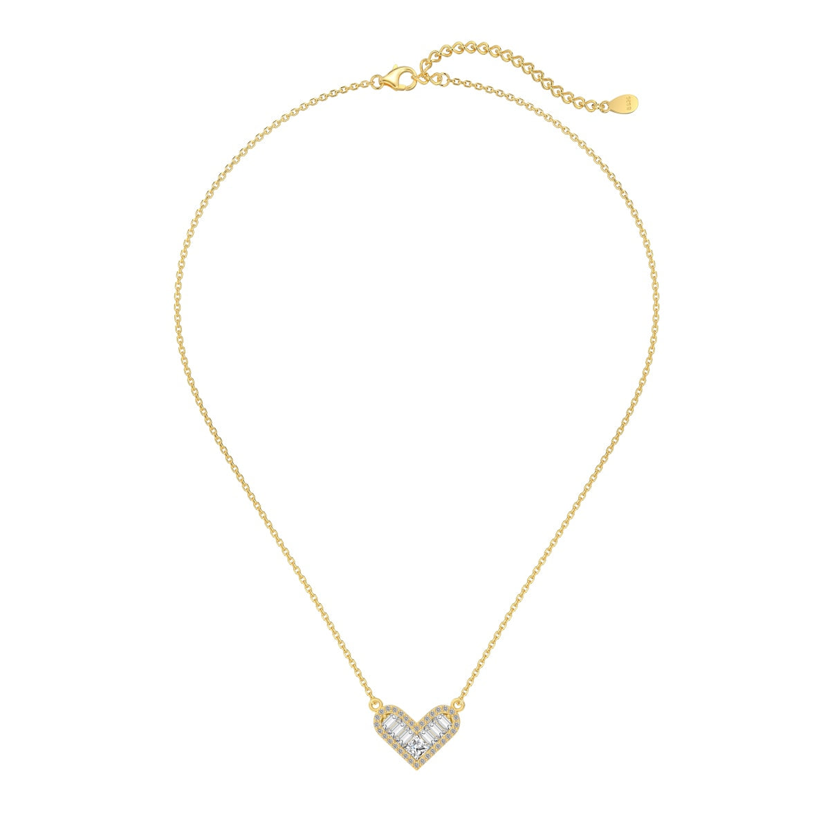 14K gold-plated chain made of 925 sterling silver with heart pendant & zirconia stones