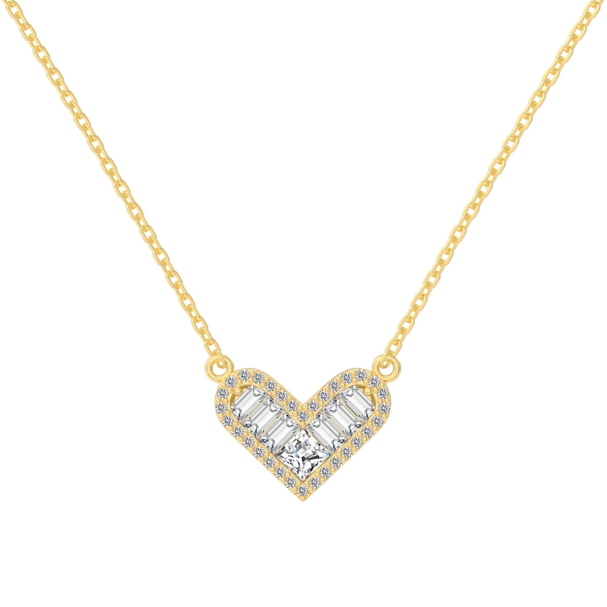 14K gold-plated chain made of 925 sterling silver with heart pendant & zirconia stones