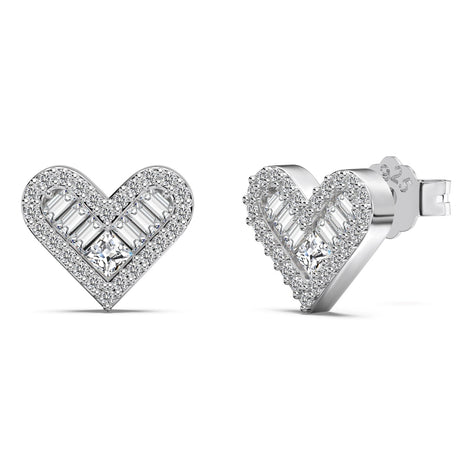 Pure Heart heart earrings made of 925 silver with zirconia stones