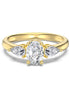 14K gold-plated 925 silver ring with oval zirconia and sparkling accents