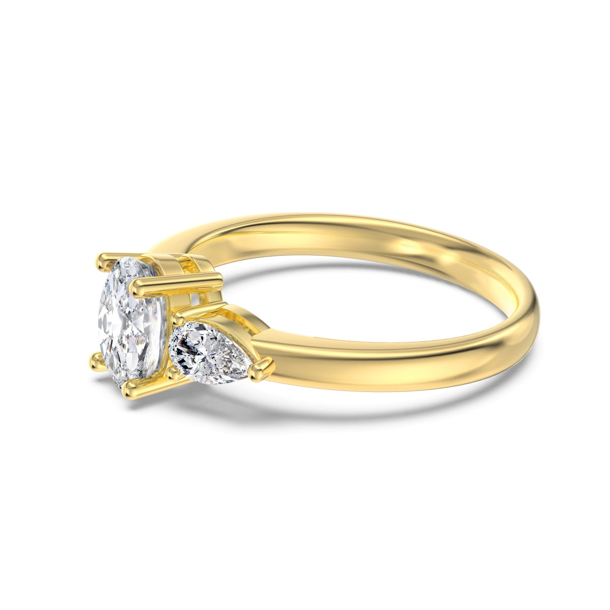 14K gold-plated 925 silver ring with oval zirconia and sparkling accents