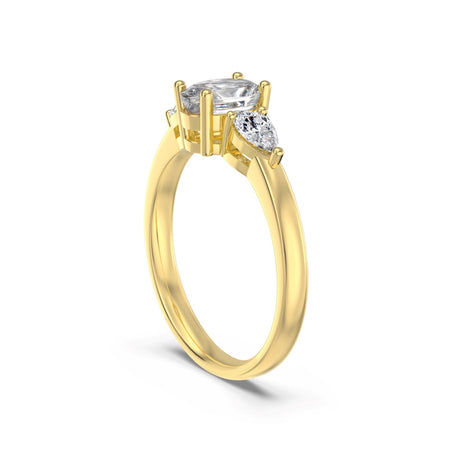 14K gold-plated 925 silver ring with oval zirconia and sparkling accents