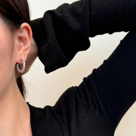 Hoop earrings 14K gold-plated 925 silver with zirconia, 16 mm