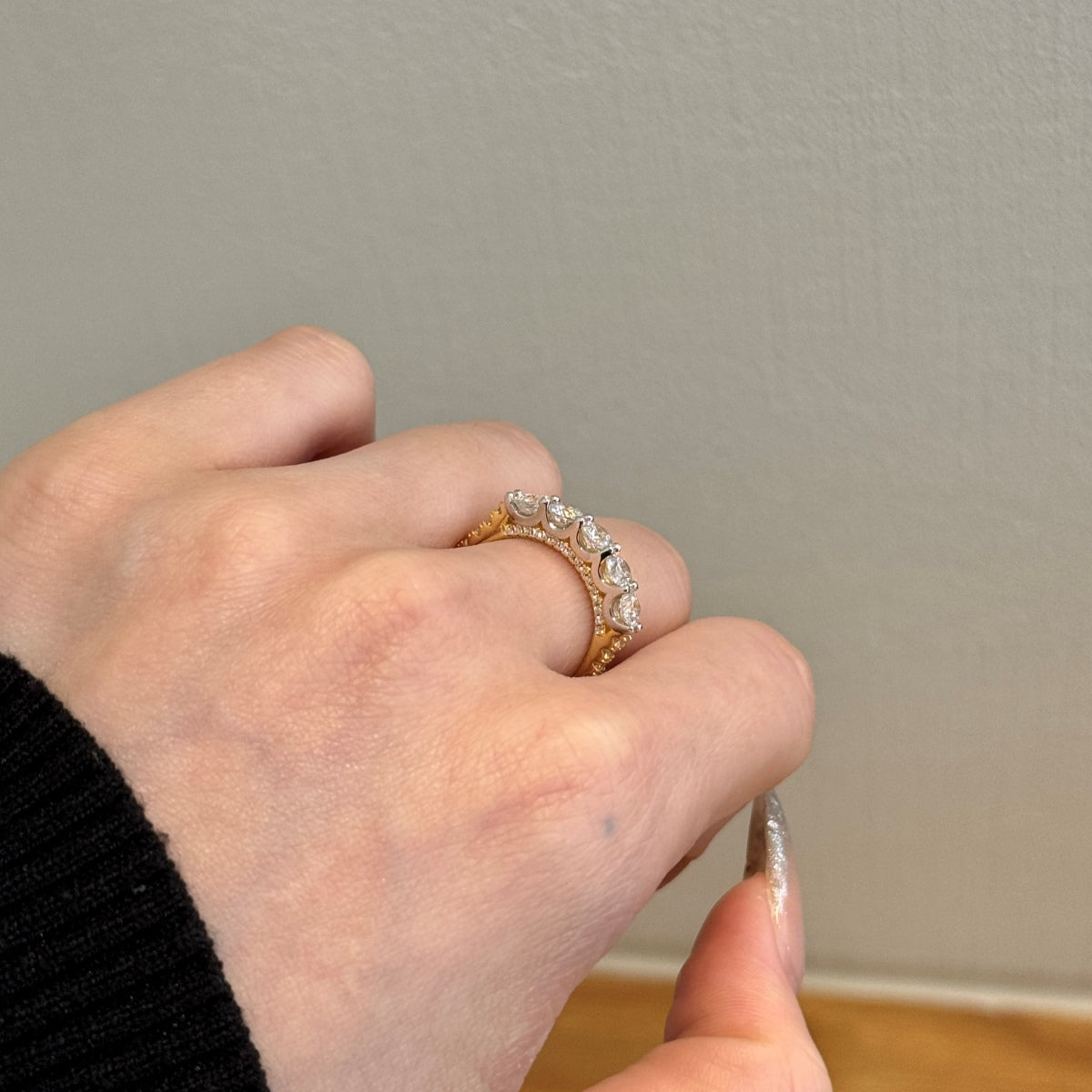 925 silver ring gold-plated with sparkling zirconia stones