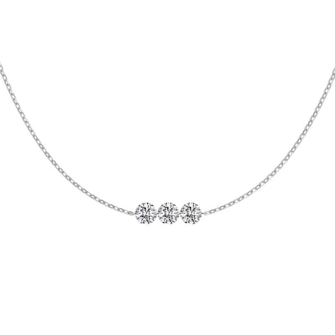 قلادة مصنوعة من الفضة عيار 925 مع 3 أحجار زركونيا