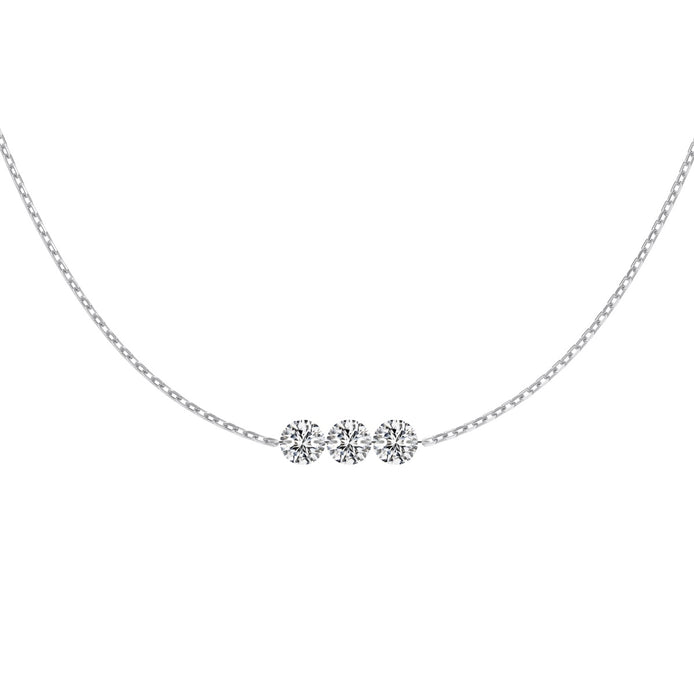 قلادة مصنوعة من الفضة عيار 925 مع 3 أحجار زركونيا