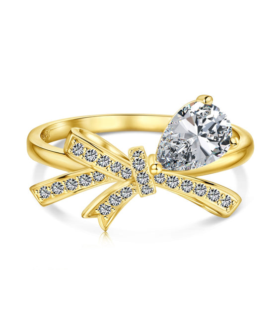925 silver ring gold-plated with zirconia bow