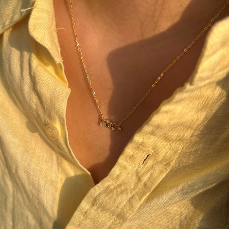 14K gold-plated chain made of 925 sterling silver with “MOM” pendant &amp; zirconia