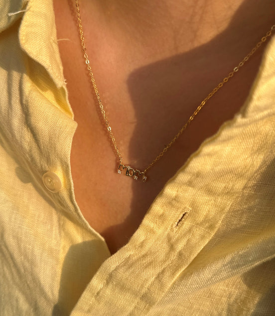 14K gold-plated chain made of 925 sterling silver with “MOM” pendant &amp; zirconia