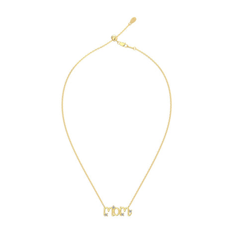 14K gold-plated chain made of 925 sterling silver with “MOM” pendant &amp; zirconia