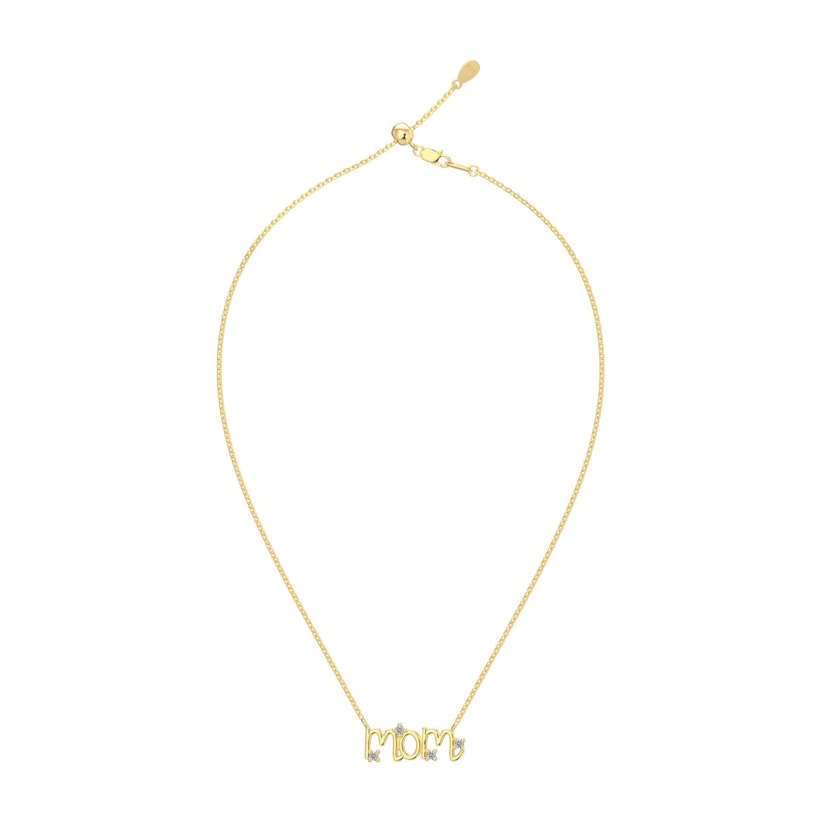 14K gold-plated chain made of 925 sterling silver with “MOM” pendant & zirconia