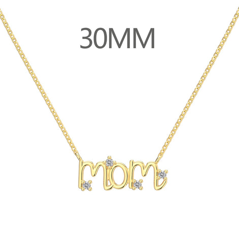 14K gold-plated chain made of 925 sterling silver with “MOM” pendant &amp; zirconia