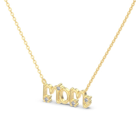 14K gold-plated chain made of 925 sterling silver with “MOM” pendant &amp; zirconia